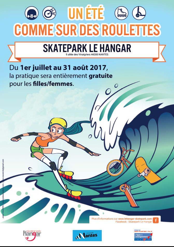 ete sport au feminin skatepark le hangar nantes fal44 laligue44 affiche